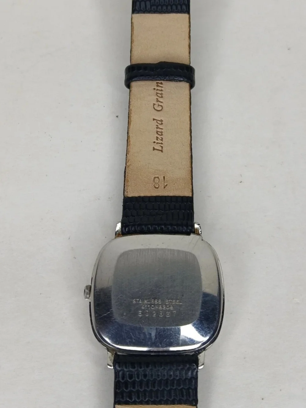 Vintage Seiko Quartz 4110-5209 Black Dial Square Men's Watch Leather Strap